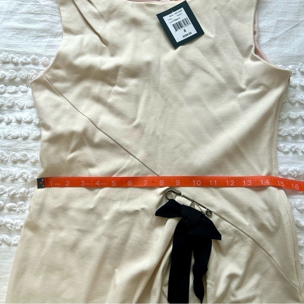 Women’s Nanette Lepore “Take a Bet” Cream Knit Shift Dress w/Black Bow Sz 8 NWT! - Picture 13 of 16